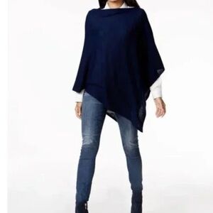 NWT Charter Club Luxury 100% Cashmere Poncho Wrap Admiral Navy